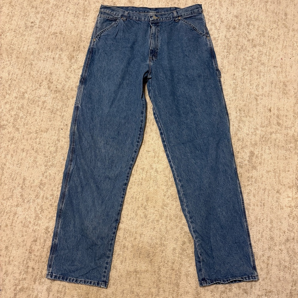 Vintage Wrangler Jeans Men Sz 36x34 Blue Denim Carpenter Y2K Baggy 100% cotton